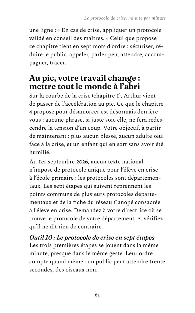 Une page intérieure de « L’élève en crise »