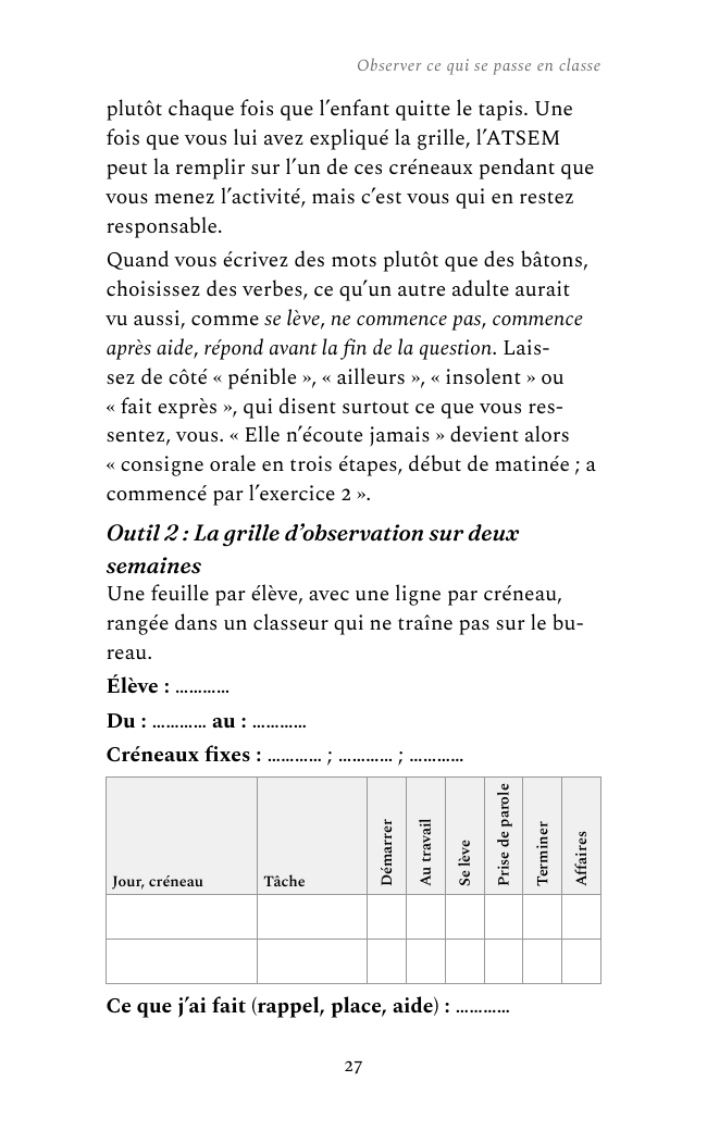 Une page intérieure de « Le TDAH en classe »